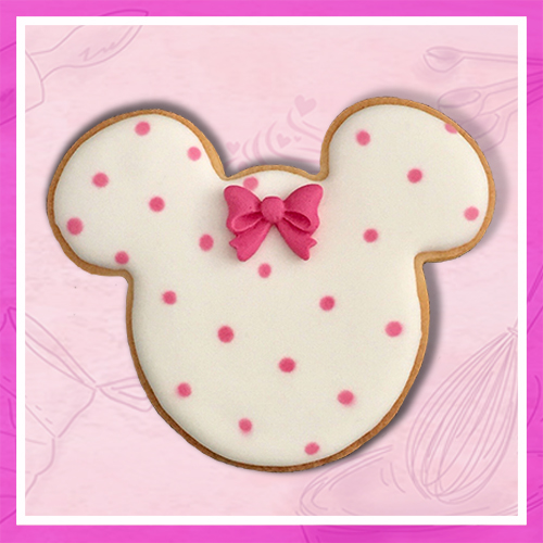 Galleta Disney Minnie blanca con lunares rosa